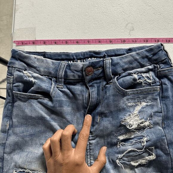 American Eagle Womens Curvy Hi-Rise Jegging 2 Short Distressed Stretch Destroyed - Picture 3 of 14